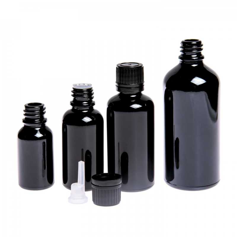Sklenená fľaška, tzv. liekovka, je vyrobená z kvalitného čierneho skla s lesklým povrchom. Vďaka tomu neprepúšťa svetlo do vnútra fľaše a zabezpe