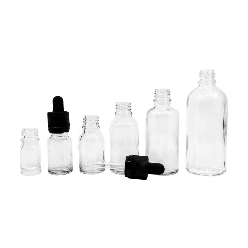 Sklenená fľaška, tzv. liekovka, je vyrobená z hrubého priehľadného skla. Slúži na uchovávanie tekutín.Objem: 30 ml, celkový objem 35 mlVýška fľa