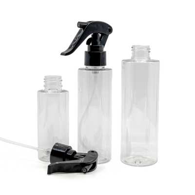 Plastová fľaša, priehľadná, čierny pákový rozprašovač, 200 ml