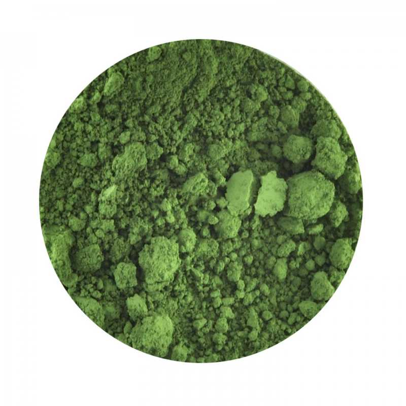 Ide o matný čisto zelený pigment. Možno ho použiť na výrobu očných tieňov aj ako základ do broznerov. Pridaný k báze vytvára zelený korektor zmie