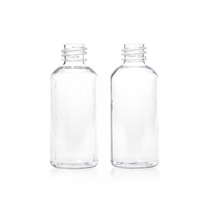 Priehľadná mäkšia fľaša s objemom 60 ml. Fľaška je ideálna na tekutú aj gélovú dezinfekciu.