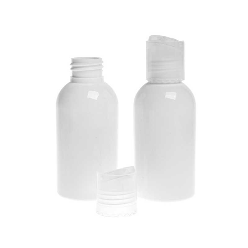 Plastová fľaša biela, 100 ml 24/410, bez uzáveruBiela plastová fľaška vyrobená z PET s lesklým povrchom. Priemer hrdla 24 mm.Plastový vrchnák, 24 mm,