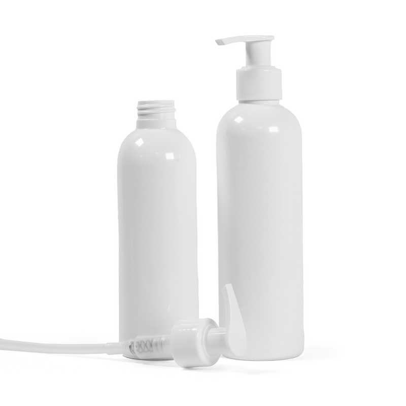 Plastová fľaša, biela, biela pumpička, 250 ml