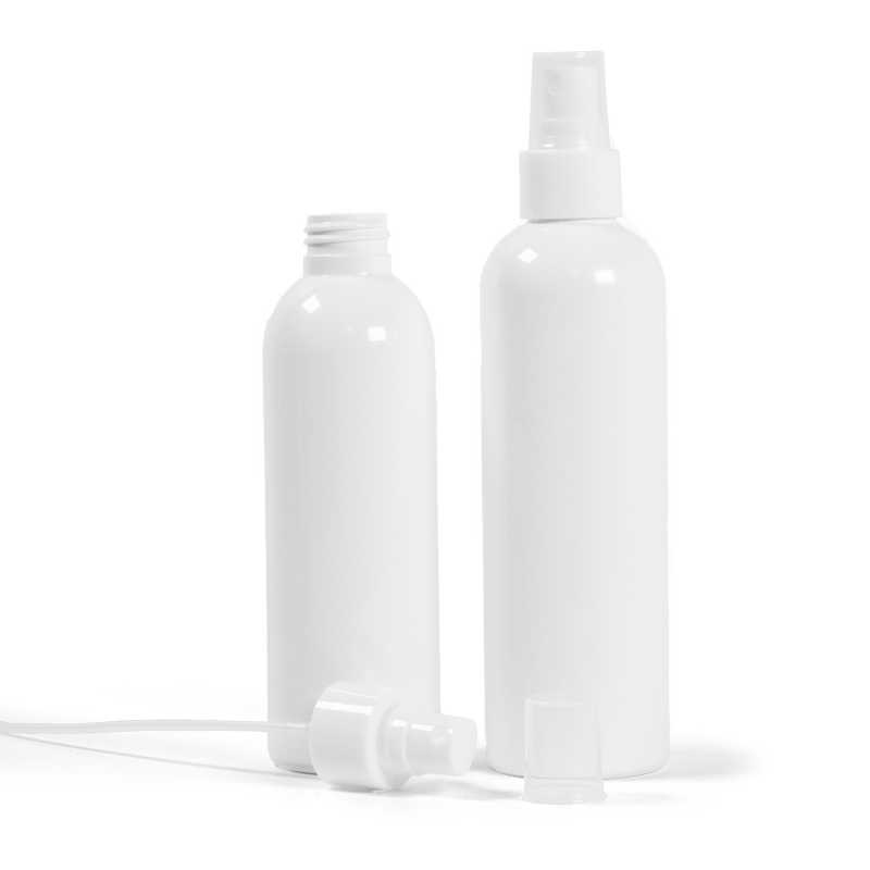 Plastová fľaša, biela, biely rozprašovač, 250 ml