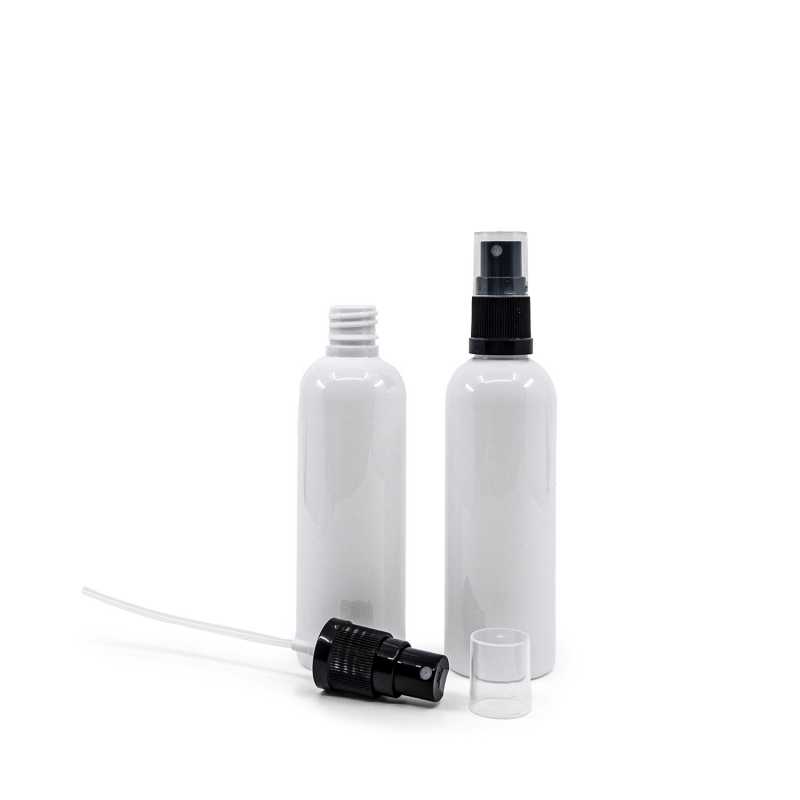 Plastová fľaša biela, čierny rozprašovač,  100 ml