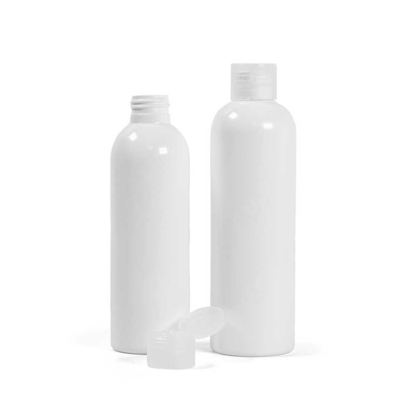Plastová fľaša, biela, flip top priehľadný, 250 ml