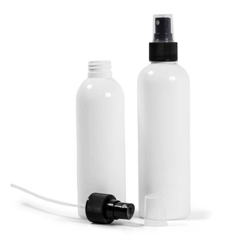 Plastová fľaša, biela, rozprašovač čierny, 250 ml