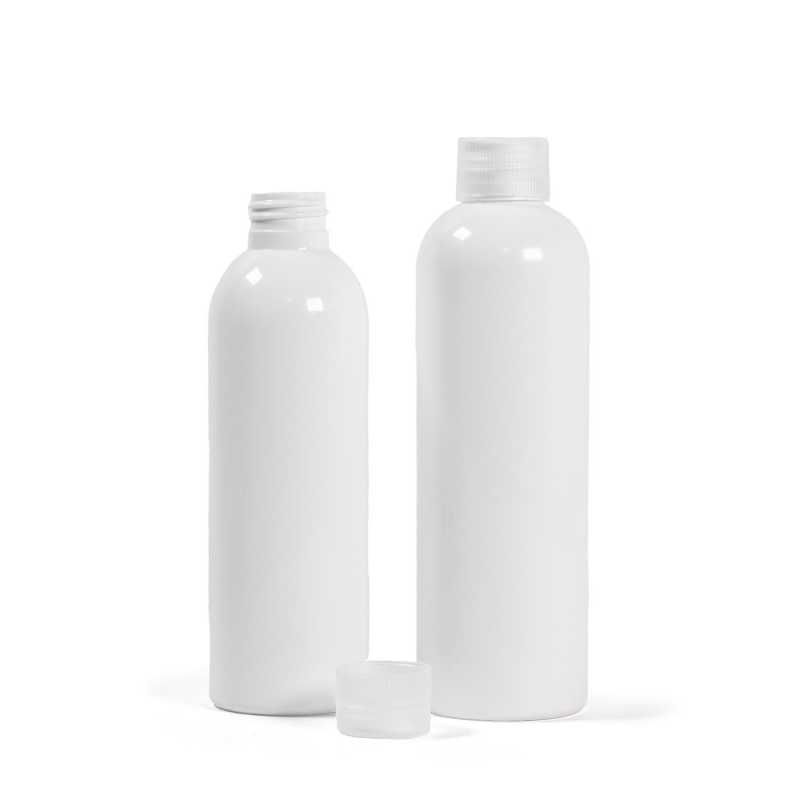 Plastová fľaša biela s priehľadným vrchnákom, 250 ml