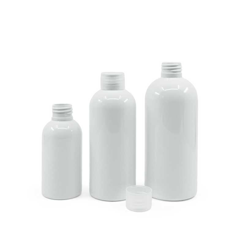 Plastová fľaša biela s priehľadným vrchnákom, 300 ml