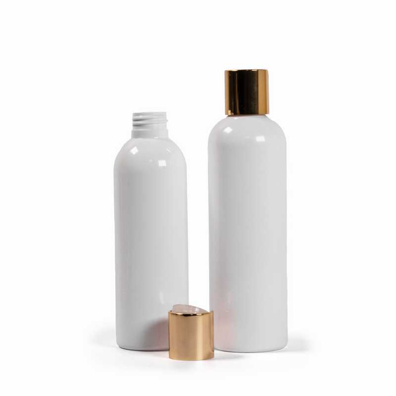Plastová fľaša, biela, zlatý flip top, 250 ml