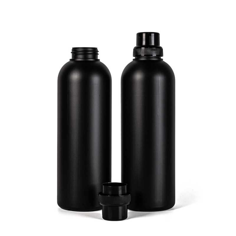 Plastová fľaša, čierna 42 mm, čierny vrchnák typ2, 1 l