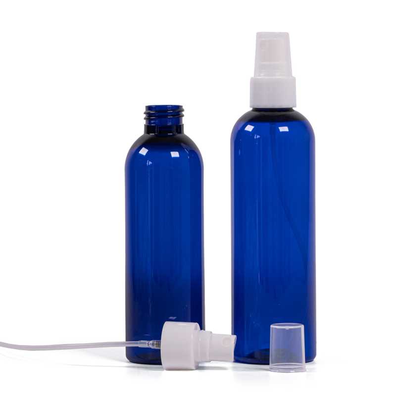 Plastová fľaša, modrá, biely rozprašovač, 200 ml