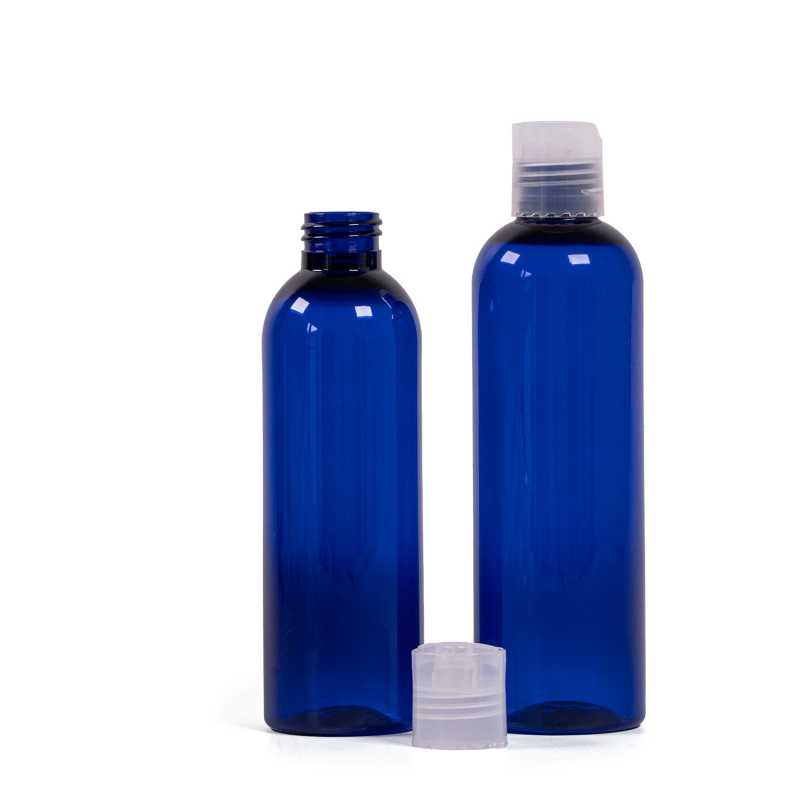 Plastová fľaša, modrá, disc top priehľadný, 250 ml