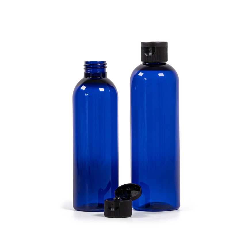 Plastová fľaša, modrá, flip top čierny, 200 ml