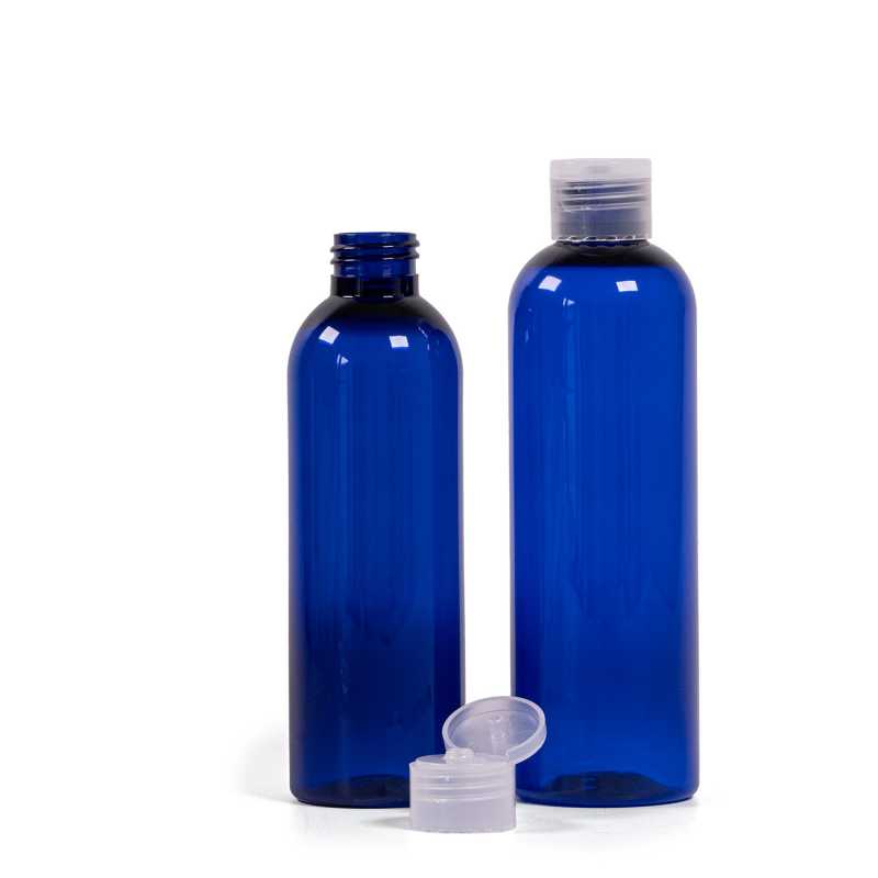 Plastová fľaša, modrá, flip top priehľadný, 250 ml