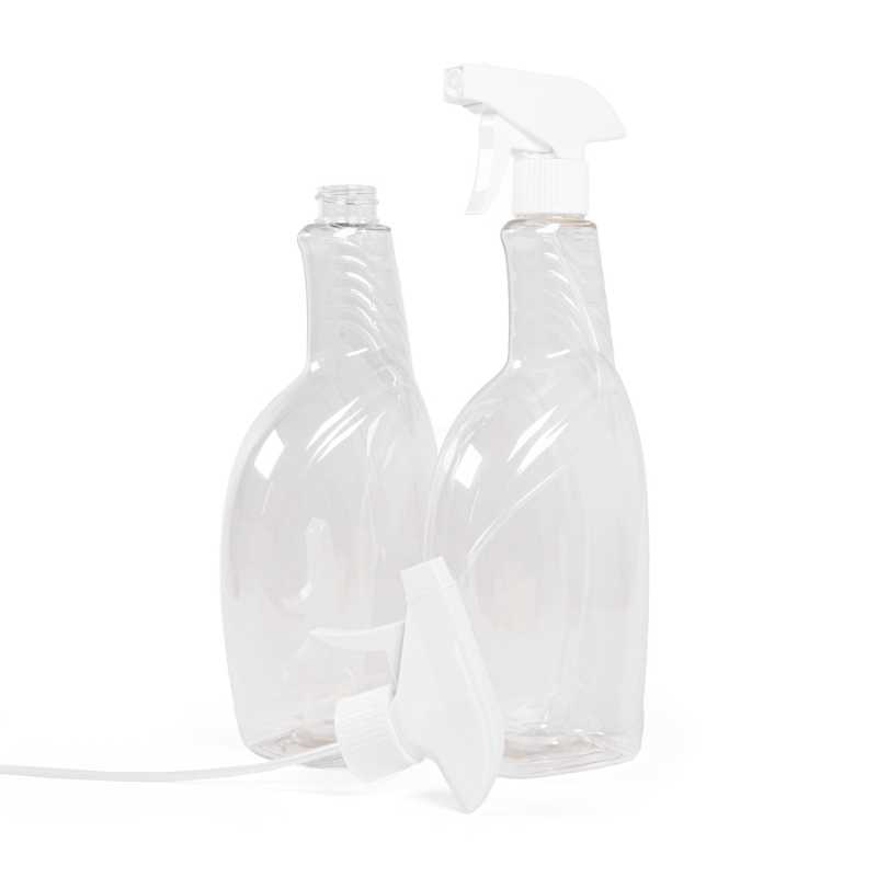 Plastová fľaša na čistiace prostriedky, biely rozprašovač, 750 ml