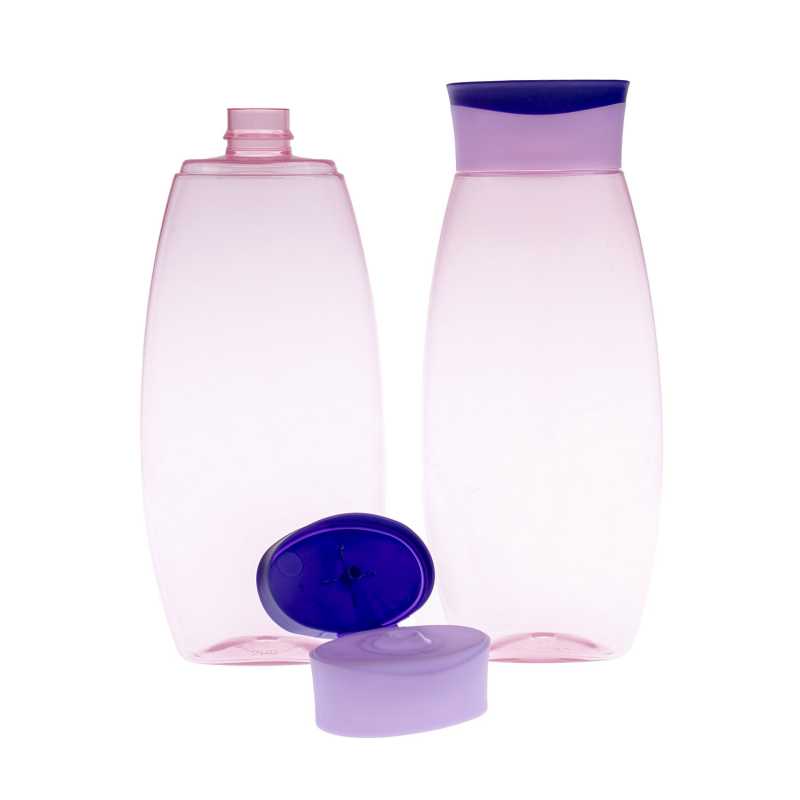 II. TRIEDA - fľaše môžu mať na povrchu mierne škrabance.
Plastová fľaša plochého tvaru priehľadnej svetloružovej farby, ktorá sa kombinuje s nará