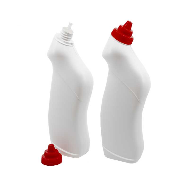 Plastový uzáver k fľaške na čističe WC. Materiál: PPPriemer: 42 mmVýška: 36 mmPlastová fľaša z pevného plastu v bielej farbe so špecifickým tvaro