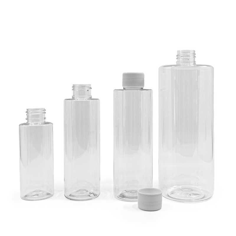 Plastová fľaša, priehľadná, 200 ml, biely vrchnák
