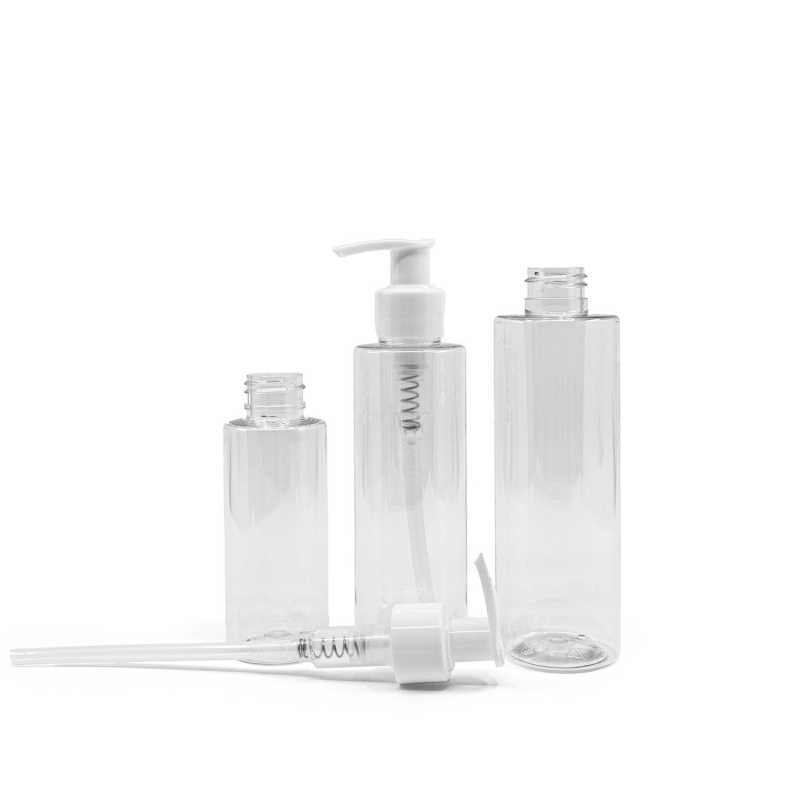 Plastová fľaša, priehľadná, biely dávkovač, 150 ml