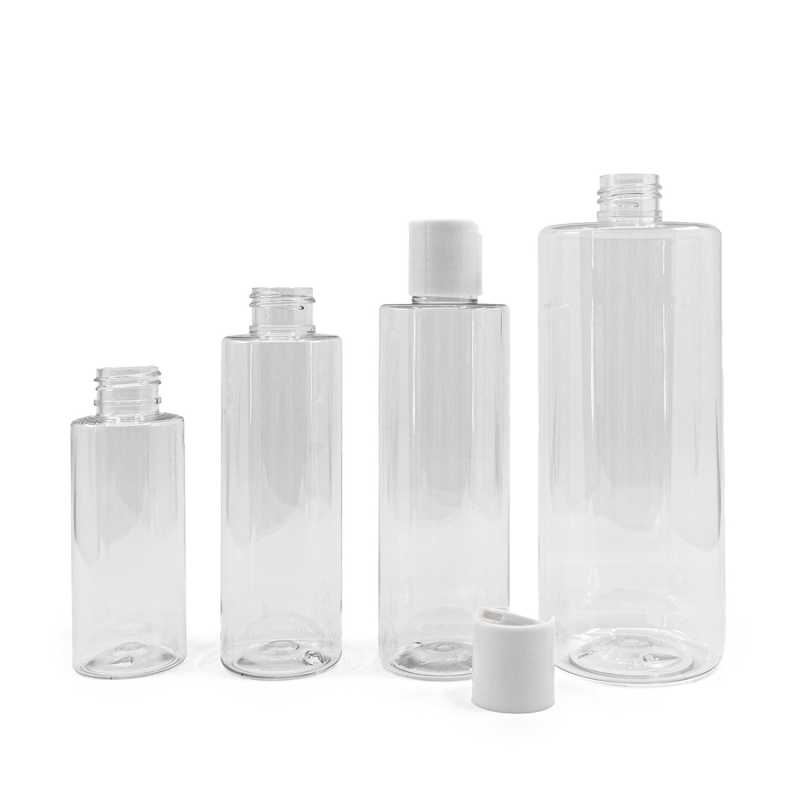 Plastová fľaša, priehľadná, disc top biely 100 ml