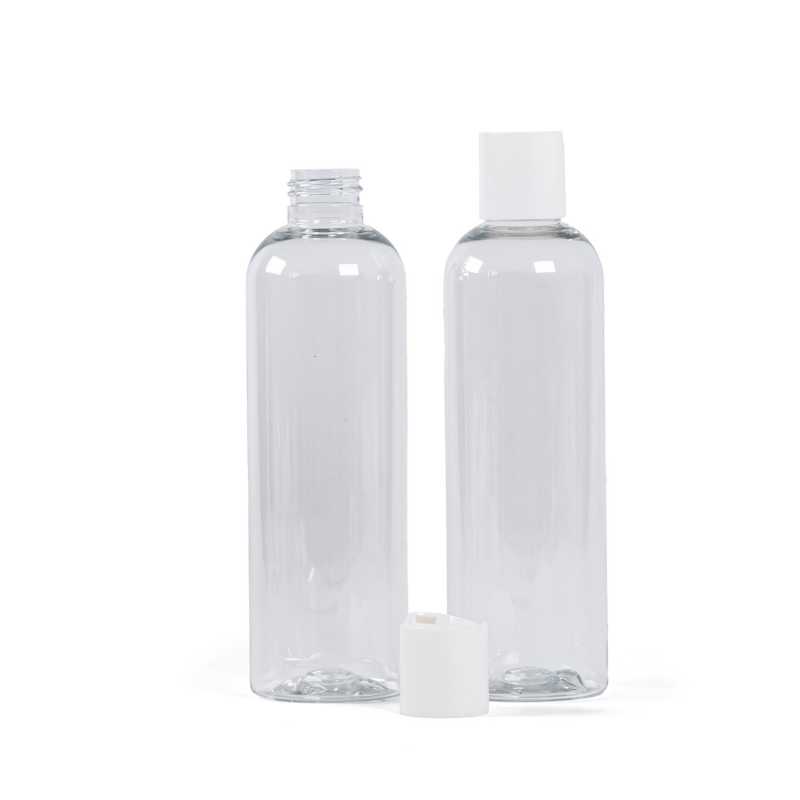 Plastová fľaša, priehľadná, disc top biely 250 ml