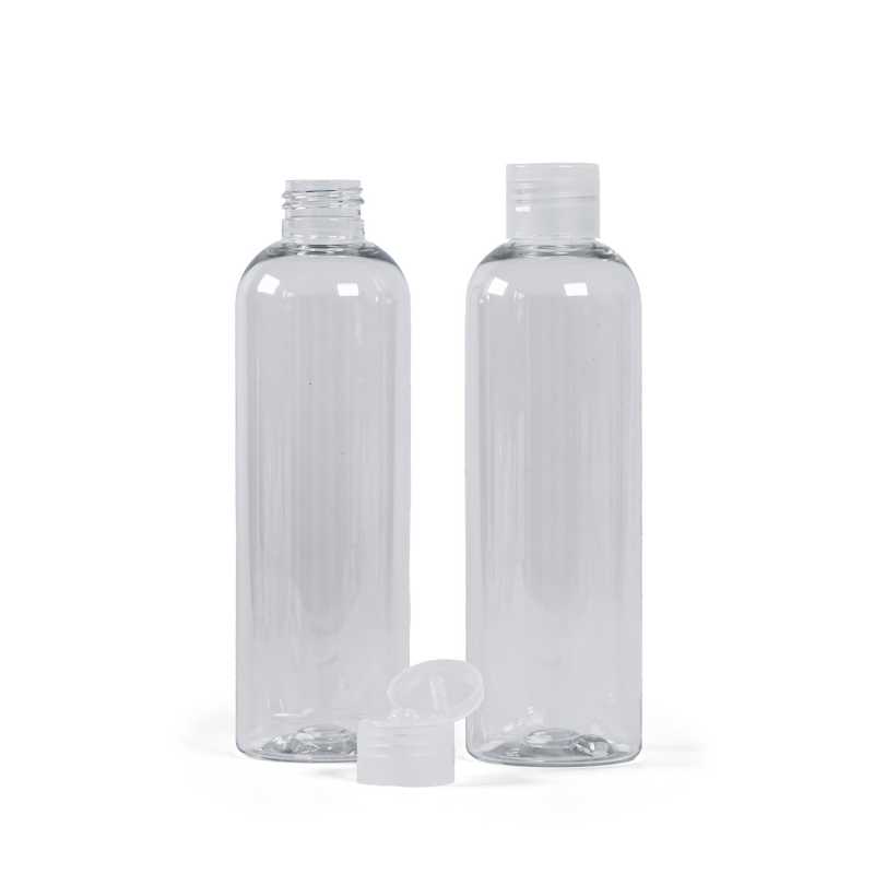 Plastová fľaša, priehľadná, flip top priehľadný, 250 ml