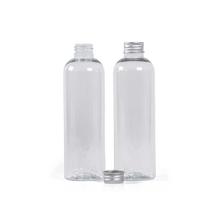 Plastová fľaša, priehľadná, hliníkový vrchnák, 250 ml