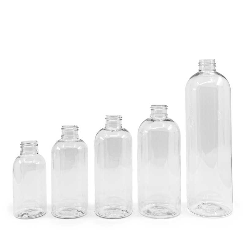Plastová fľaša, priehľadná okrúhla, 24/410, 150 ml, bez uzáveru, 91 ks