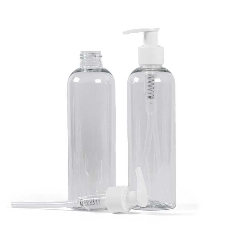 Plastová fľaša, priehľadná, pumpička, 250 ml