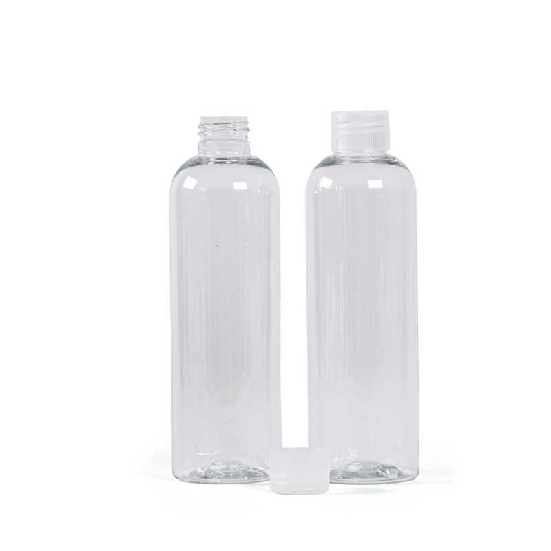 Plastová fľaša priehľadná s priehľadným vrchnákom, 250 ml
