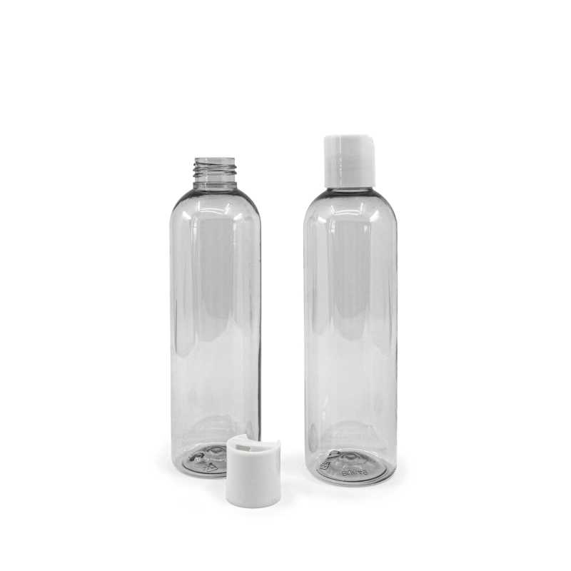 Plastová fľaša, recyklovaná, disc top biely, 250 ml