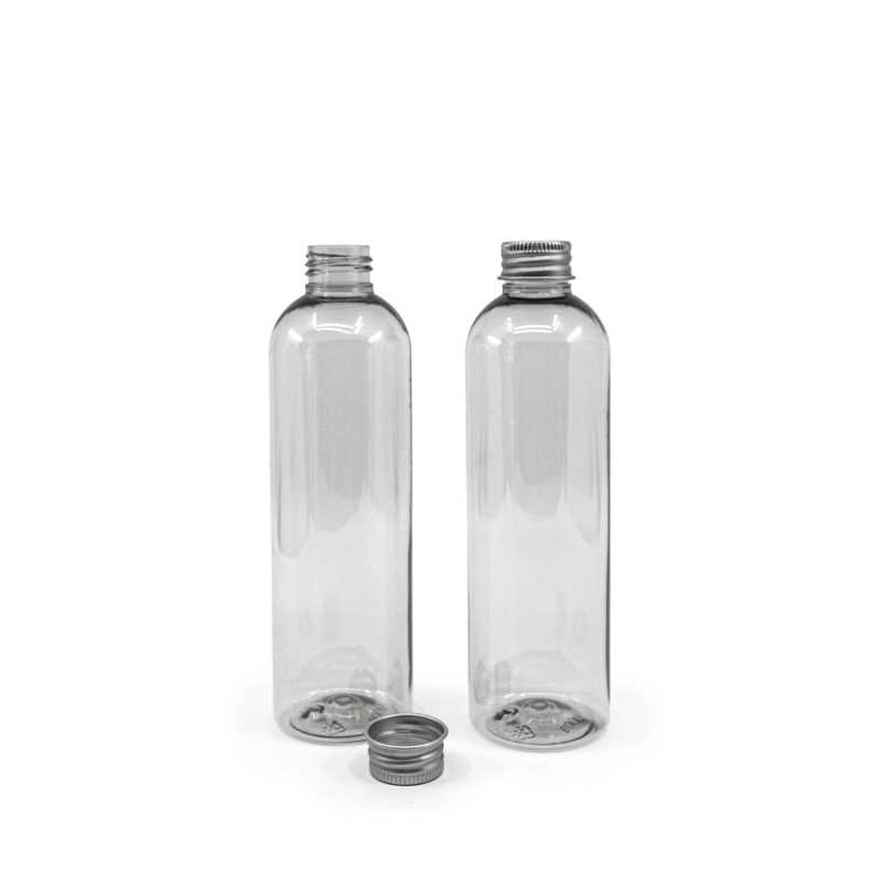 Plastová fľaša, recyklovaná, hliníkový vrchnák, 250 ml