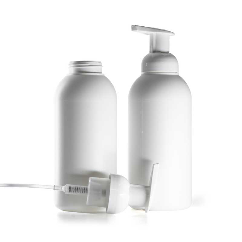 Plastová fľaška HDPE 40/410, biela, napeňovacia pumpička, 500 ml