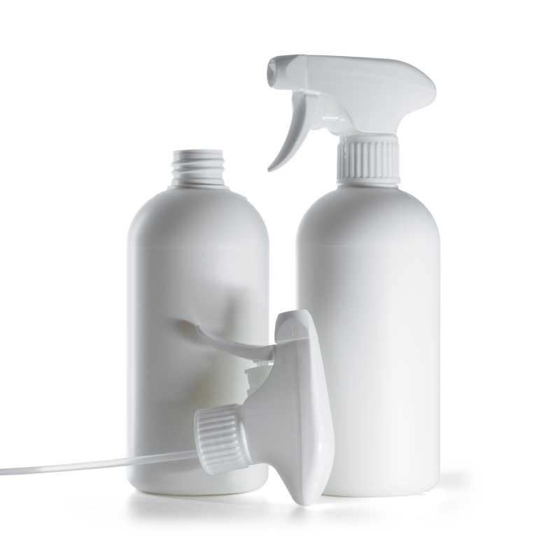 Plastová fľaška HDPE, biely pákový rozprašovač, 500 ml