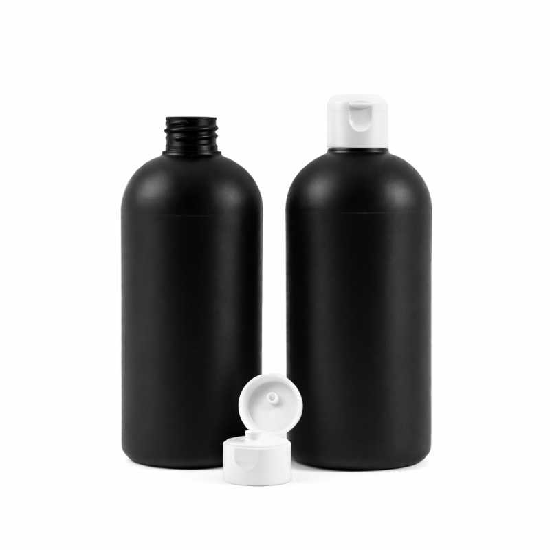 Plastová fľaška HDPE, čierna s flip topom, 500 ml