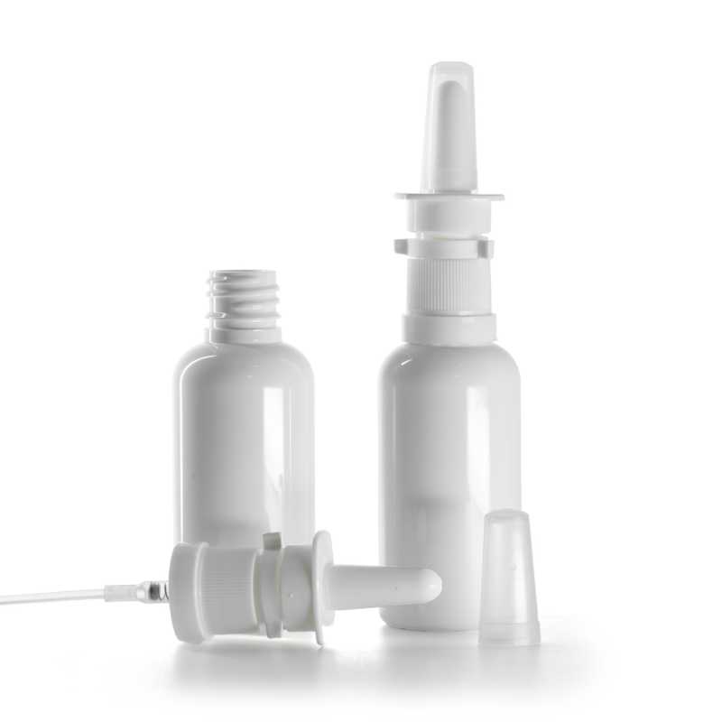 Plastová fľaška, liekovka, biela, sprej do nosa, 50 ml