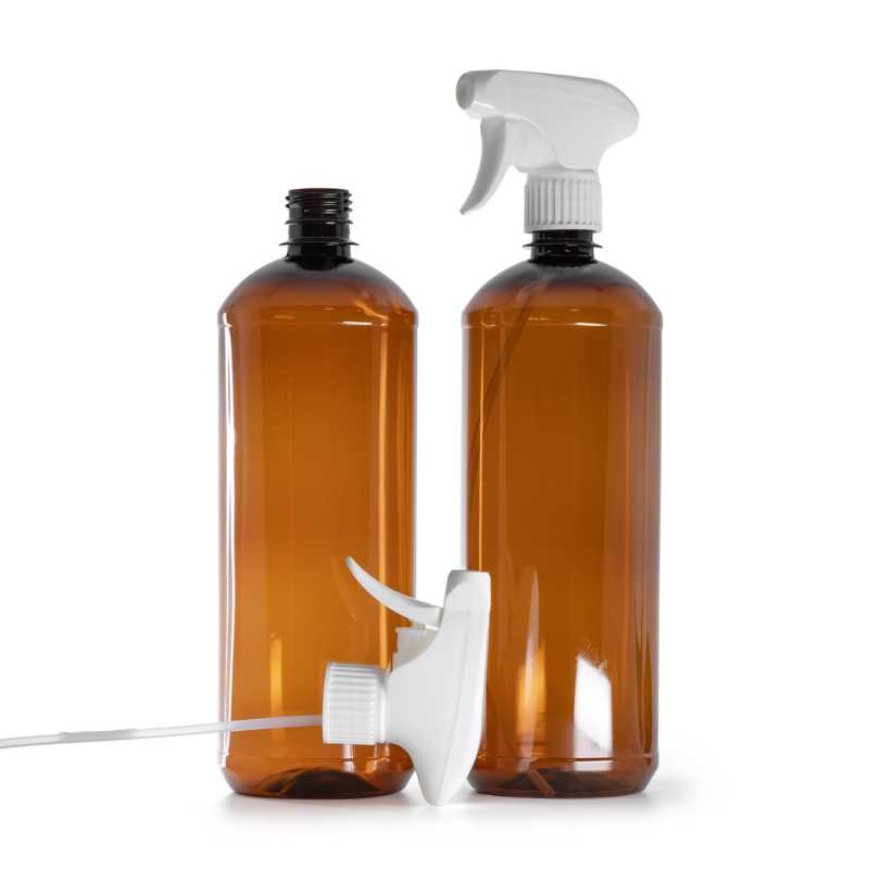 Plastová fľaška, liekovka, biely pákový rozprašovač, 1000 ml