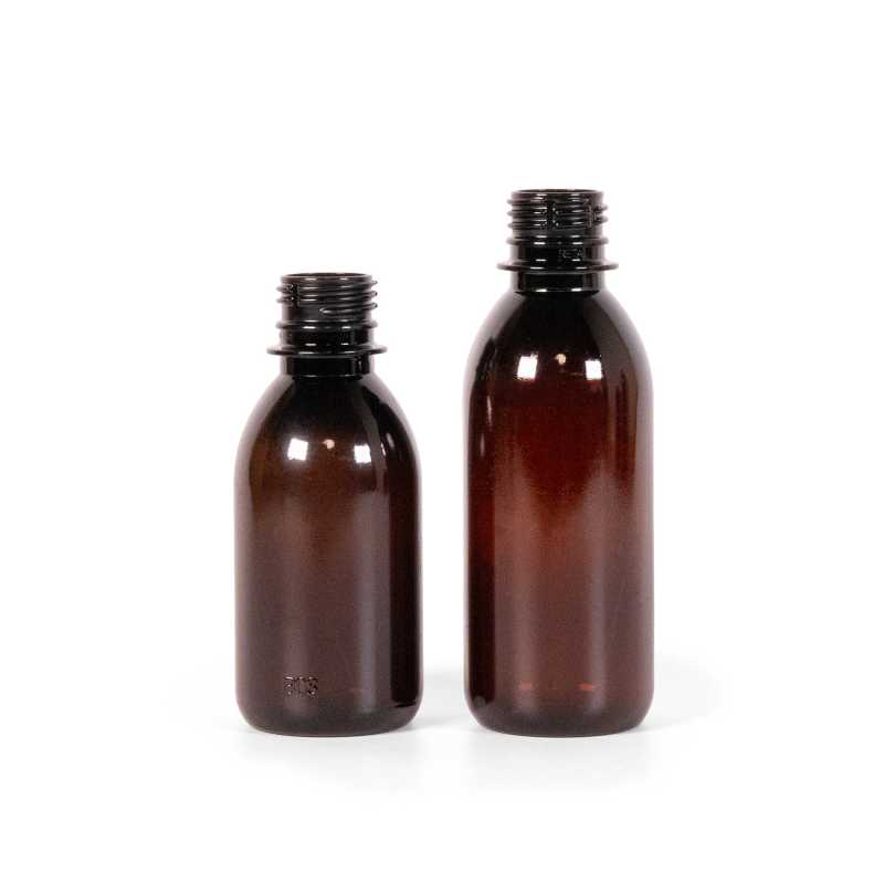 Plastová fľaška, liekovka, hnedá, 150 ml