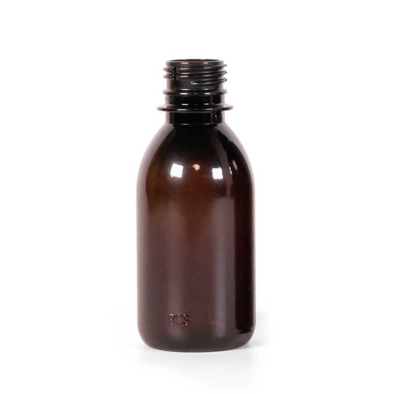 Plastová fľaška, liekovka, hnedá, 28/410, 150 ml