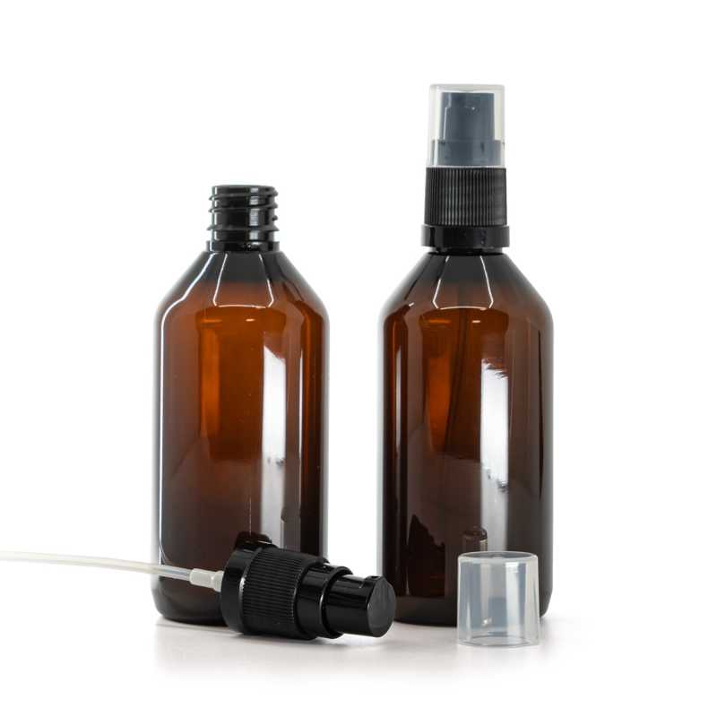 Plastová fľaška, liekovka, hnedá, dávkovač krémov, 115 ml