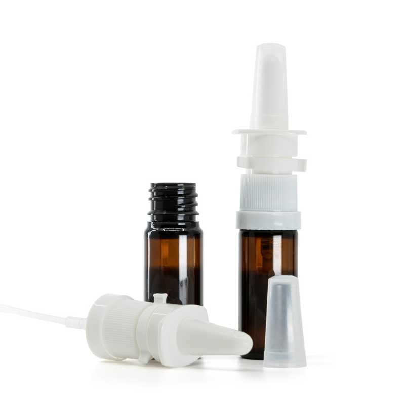 Plastová fľaška, liekovka, hnedá, sprej do nosa, 10 ml