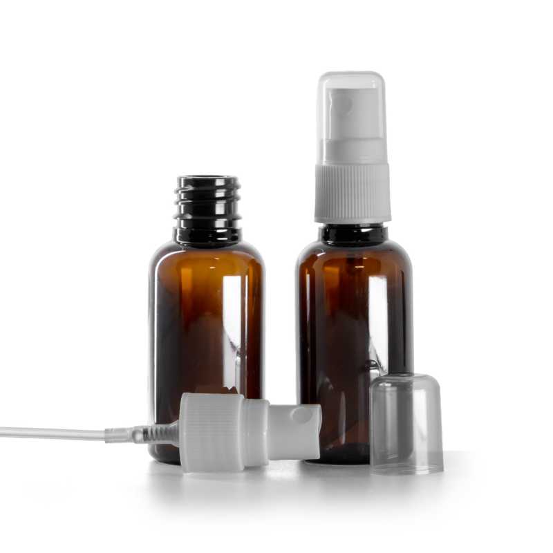 Plastová fľaška, liekovka, rozprašovač biely na plastovú fľašu, 30 ml