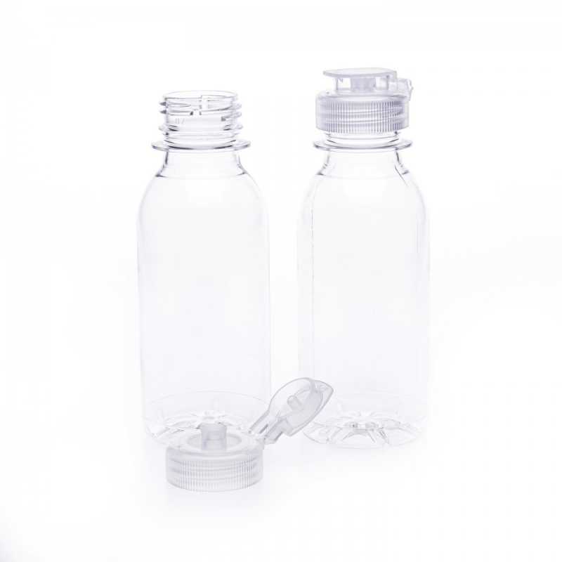 Plastová fľaška, priehľadná 120 ml Priehľadná plastová fľaška vhodná na kozmetiku, dezinfekciu, nápoje aj do domácnosti.

Hrdlo: 28/410
Výška fľ