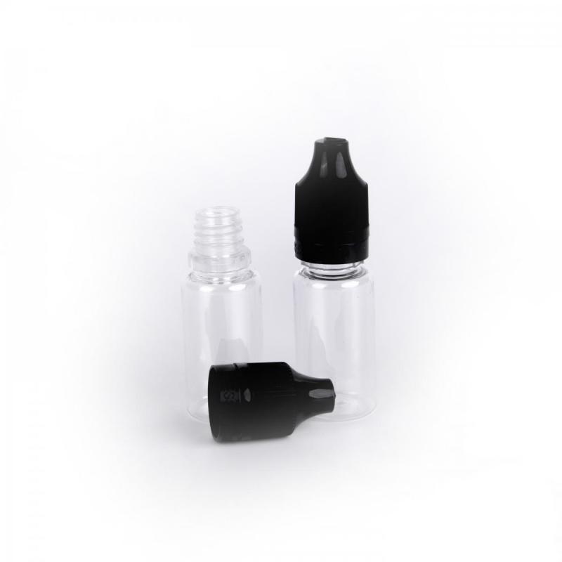 Plastová fľaška transparentná. Objem: 10 mlVýška fľašky: 54,5 mmPriemer hrdla: 10,0 mmObal je certifikovaný na použitie v kozmetike.Plastový vrchnák