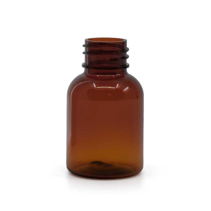 Plastová PET fľaška, hnedá, 25 ml