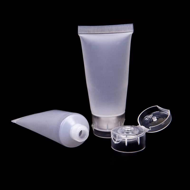 Mliečna matná priehľadná plastová tuba s uzáverom sa dá ľahko vytláčať a je ideálna na make-up, zubné pasty a gély, krémy a emulzie.Vhodná na op