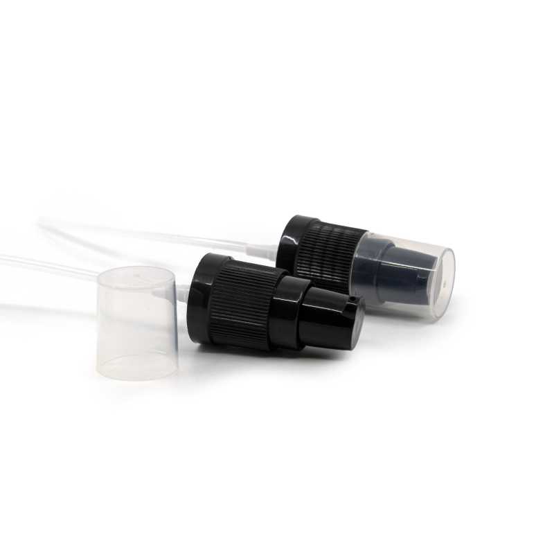 Čierny plastový dávkovač krémov s priehľadným uzáverom. Vhodný na fľaše s priemerom hrdla 18 mm.
Dávkovače / rozprašovače dodávame s hadičkami