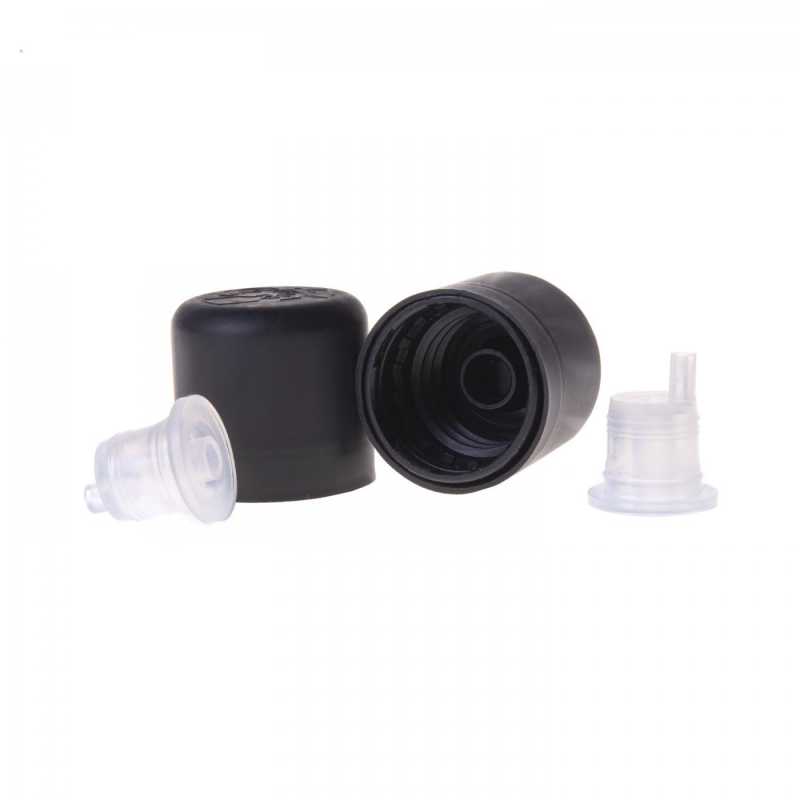 Plastový vrchnák s poistkou 18 mm, čierny hladký