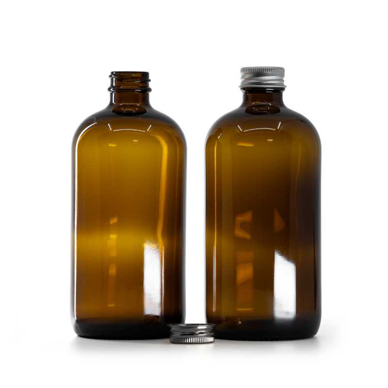 Sklenená fľaška, liekovka, 28 mm, vrchnák strieborný, 480 ml